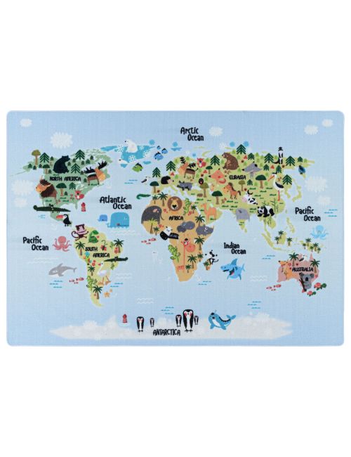 Teppich Weltkarte Antirutsch bunt 80x120