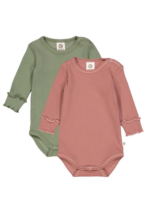 Müsli by Green Cotton Langarmbody Unifarben rosa 68