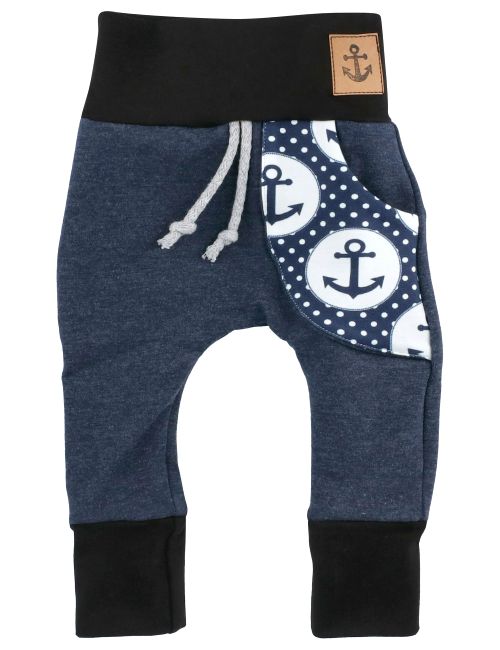 Puschel-Design Hose Anker Jeans Handmade blau 56 (Neugeborene)