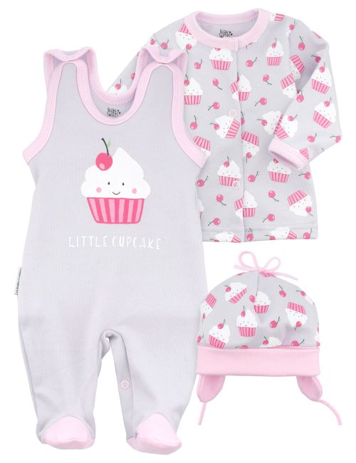 Baby Sweets 3 Teile Set Little Cupcake grau 6-9 Monate (74)