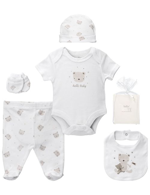 Rock A Bye Baby Boutique 6 Teile Set Teddybär weiß 50/56 (Neugeborene)