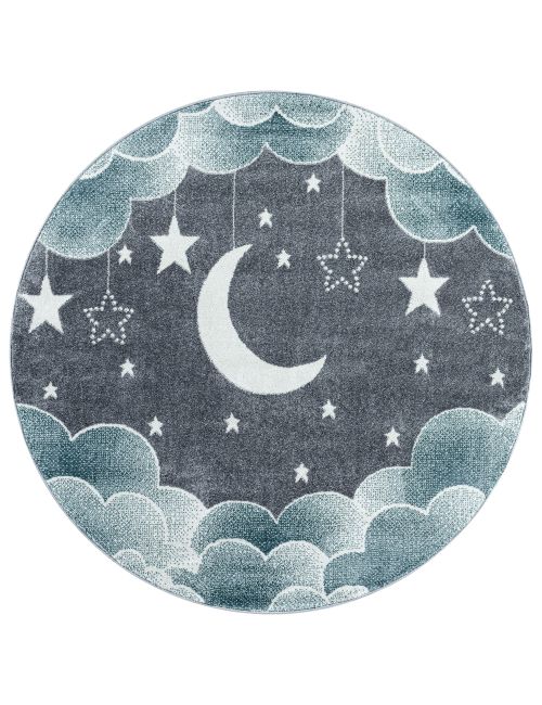 Teppich Rund Mond Wolken blau 120x120