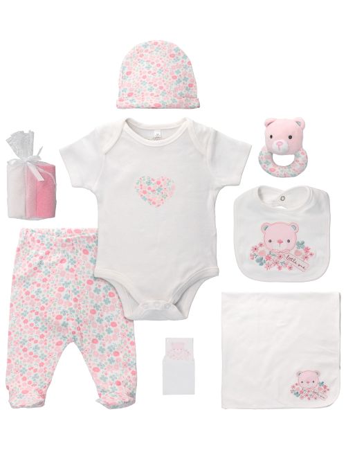 Rock A Bye Baby Boutique 10 Teile Set Teddybär Floral weiß