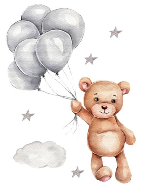 SIPO Wandaufkleber 90x30 cm Teddybär mit Ballon