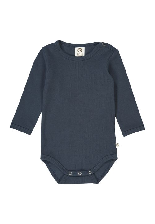 Müsli by Green Cotton Langarmbody Unifarben dunkelblau 74
