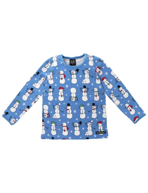 Villervalla Langarmshirt Schneemann blau 92 (18-24 Monate)