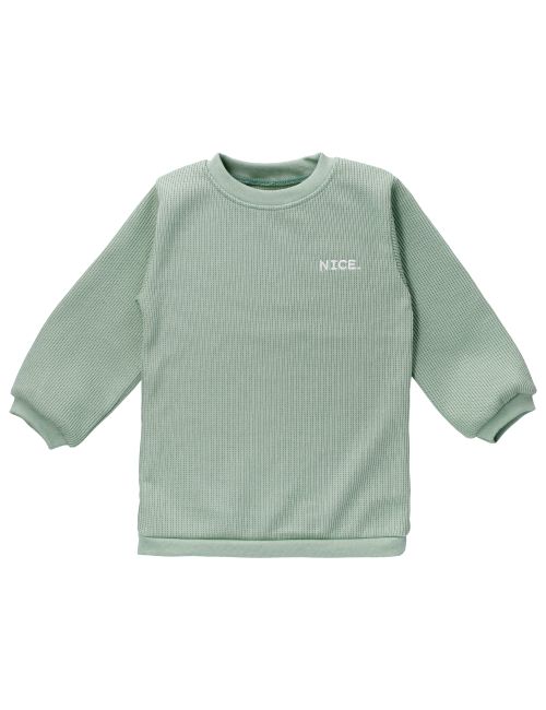 MaBu Kids Pullover Nice Nice, Wild & Cute Waffelpiqué sage 86 (12-18 Monate)