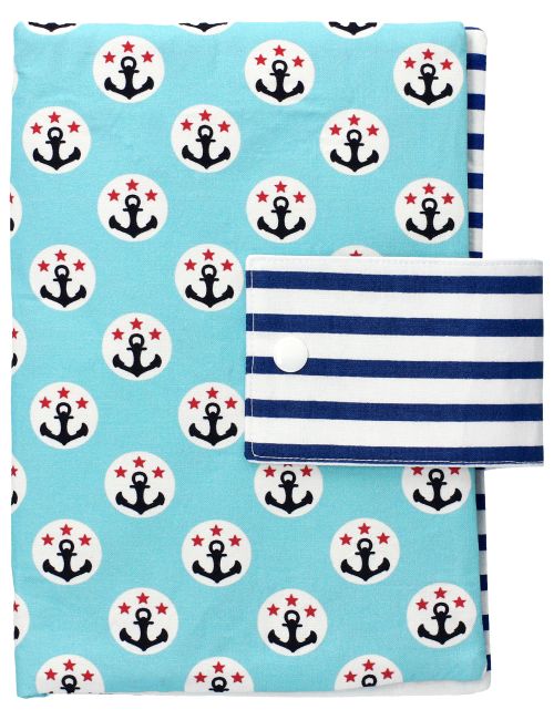 Land-Juwelen Windeltasche Anker Streifen Handmade blau