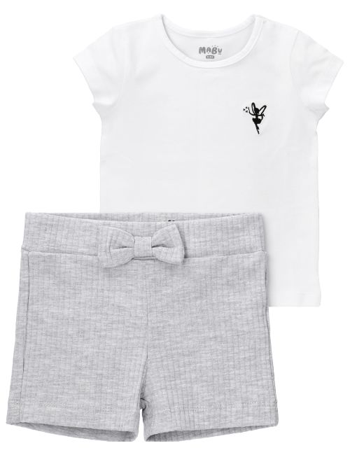 MaBu Kids 2 pièces Ensemble Petite Fée 5-6A (116 cm) Blanc / Gris