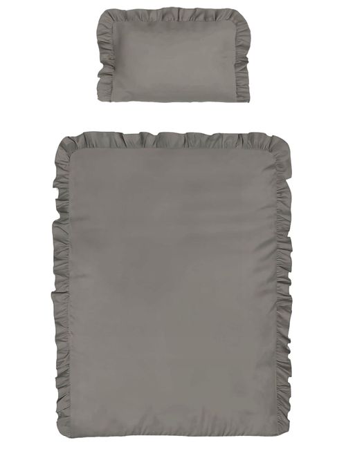 DETEXPOL 2 pièces Linge de lit Volant 135x100 cm Gris
