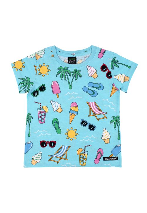 Villervalla T-Shirt Alloverprint hellblau 140