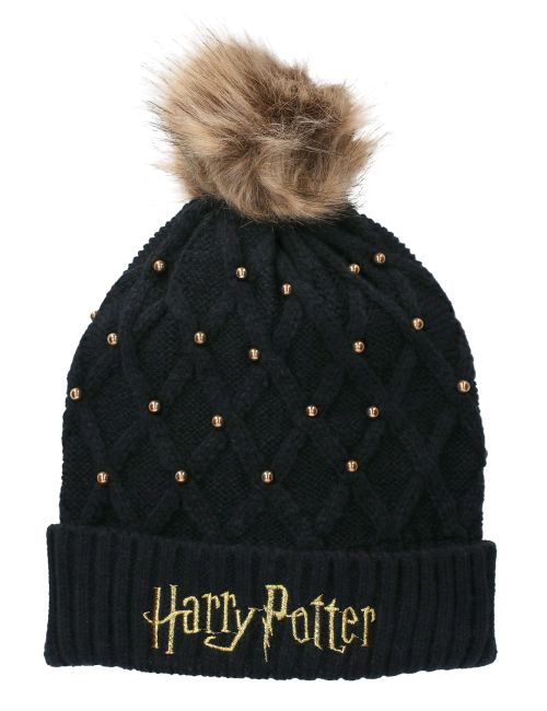 Mütze Harry Potter Strick Bommel schwarz 110/116 (5-6 Jahre)