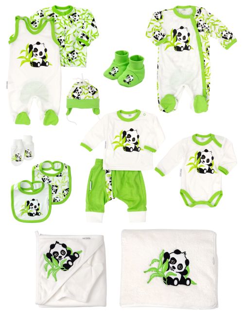 Baby Sweets 14 Teile Set Happy Panda grün Newborn (56)