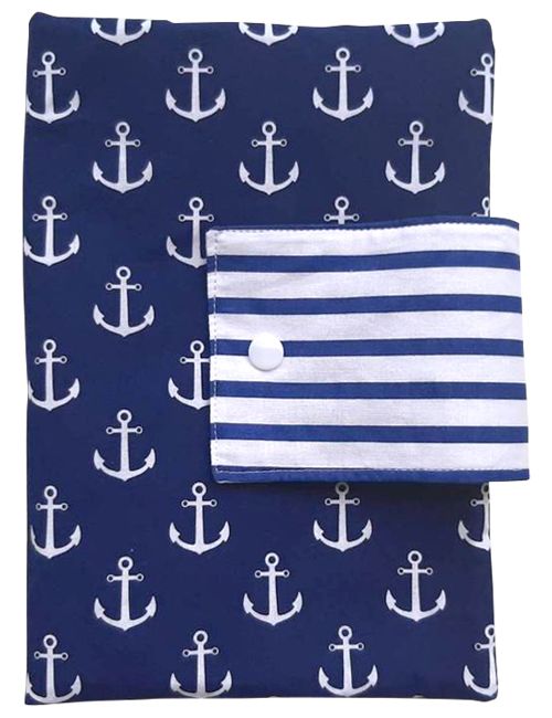 Land-Juwelen Windeltasche Anker Streifen Handmade dunkelblau
