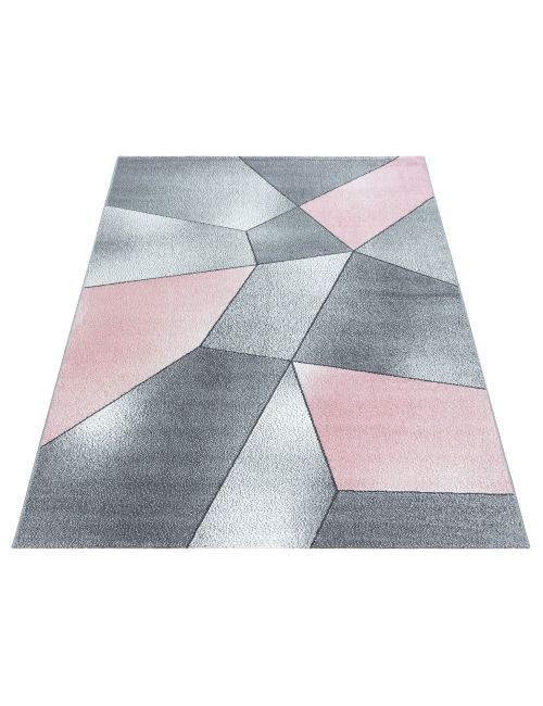 Teppich Vierecke pink grau 80x150