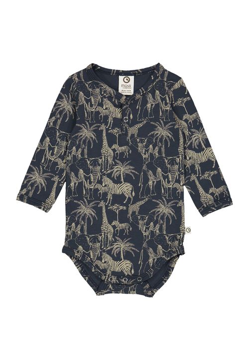 Müsli by Green Cotton Langarmbody Animal dunkelblau 56