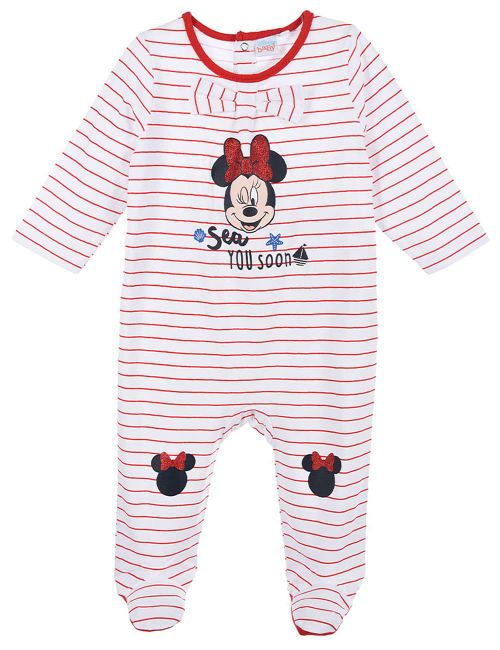 Disney Strampler Minnie Mouse Streifen rot 86/92 (18-24 Monate)