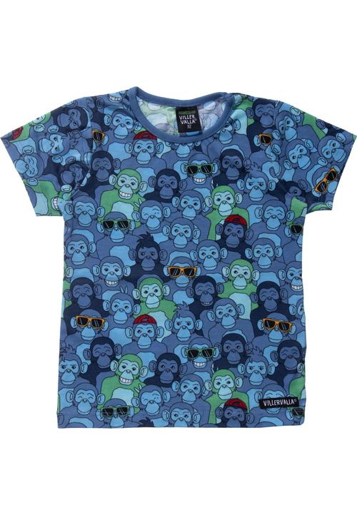 Villervalla T-Shirt Affen blau 134