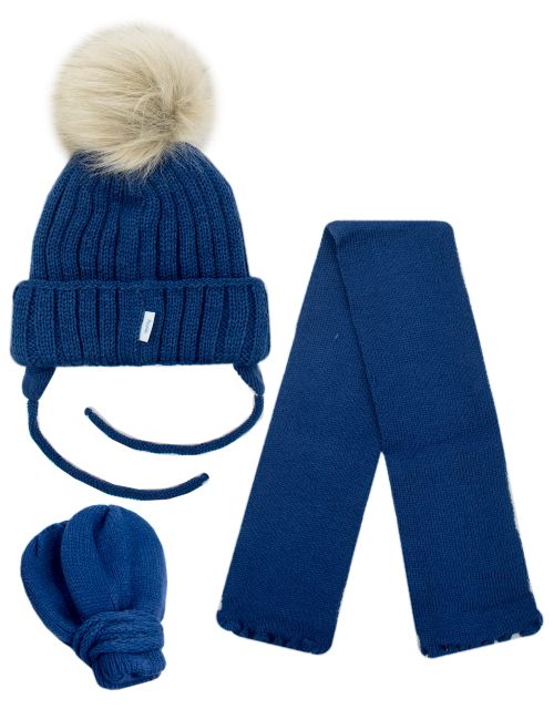 Aliap Set Strick Bommel 39-41 (3-6 Monate) blau