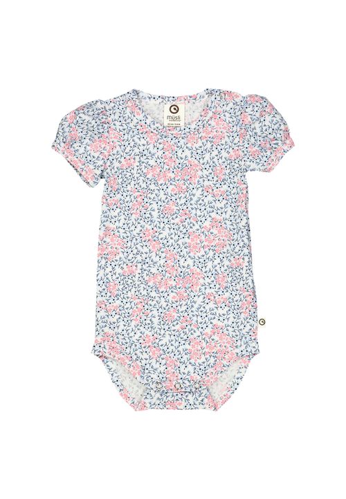 Müsli by Green Cotton Kurzarmbody Blumen weiß 74