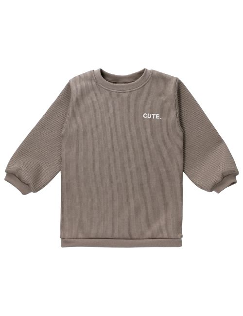 MaBu Kids Pullover Cute Nice, Wild & Cute Waffelpiqué taupe 122 (6-7 Jahre)