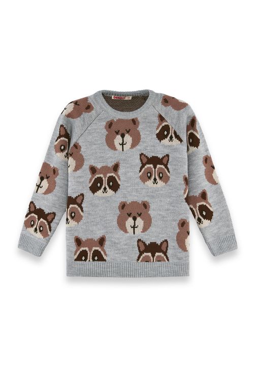 Denokids Bear&Raccoon Strickpullover Jungen grau 104