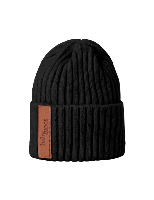 BabyMocs Beanie Mütze schwarz Onesize Kinder