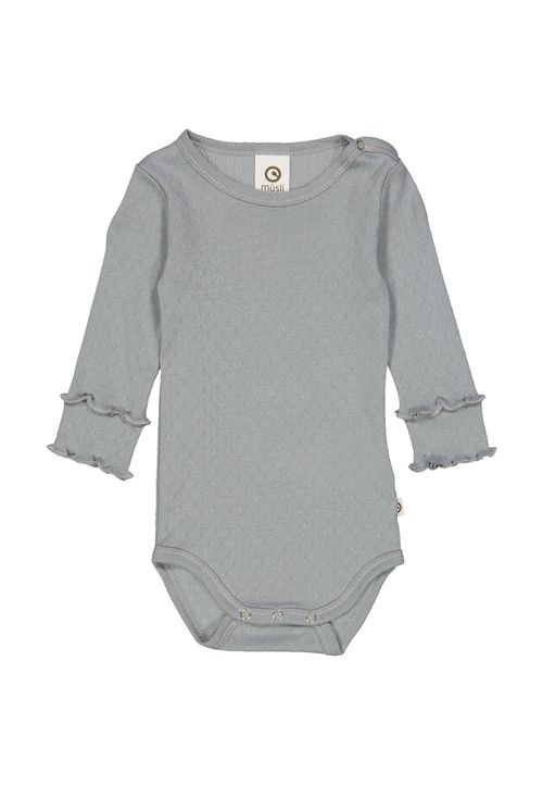 Müsli by Green Cotton Langarmbody Unifarben blau 68
