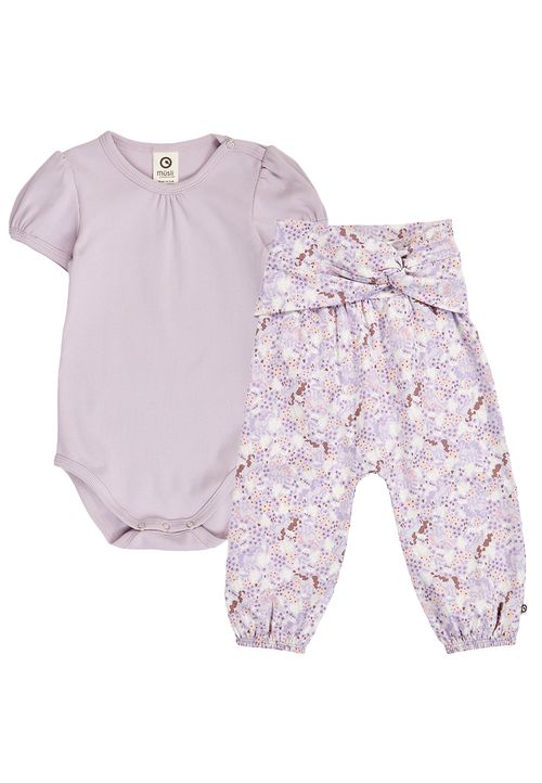 Green Cotton Kurzarmbody Zweiteiler lila 56