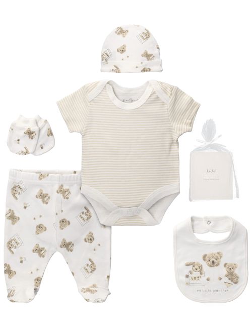 Rock A Bye Baby Boutique 6 Teile Set Teddybär creme 50/56 (Neugeborene)