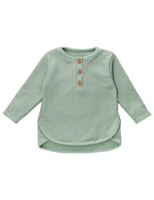 MaBu Kids Langarmshirt Nice Nice, Wild & Cute Waffelpiqué sage 122 (6-7 Jahre)