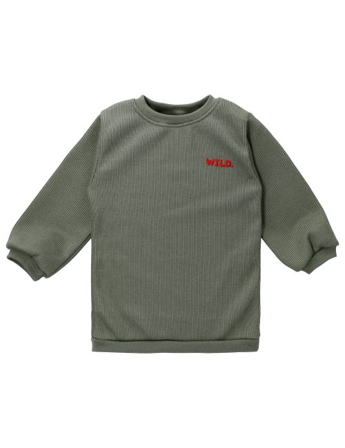 MaBu Kids Pullover Wild Nice, Wild & Cute Waffelpiqué khaki 86 (12-18 Monate)