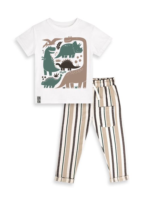 Denokids Gestreift / Unifarben weiss 92