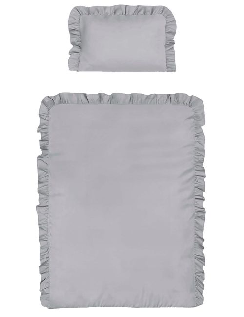 DETEXPOL 2 pièces Linge de lit Volant 135x100 cm Gris clair