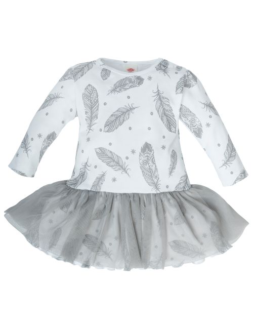 Makoma Robe Plume Volant Blanc