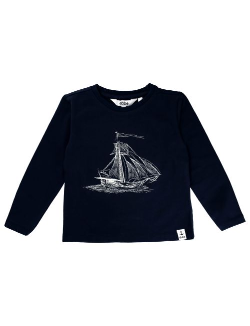 Ebbe Kids Langarmshirt dunkelblau Navy ship print 92 (18-24 Monate)