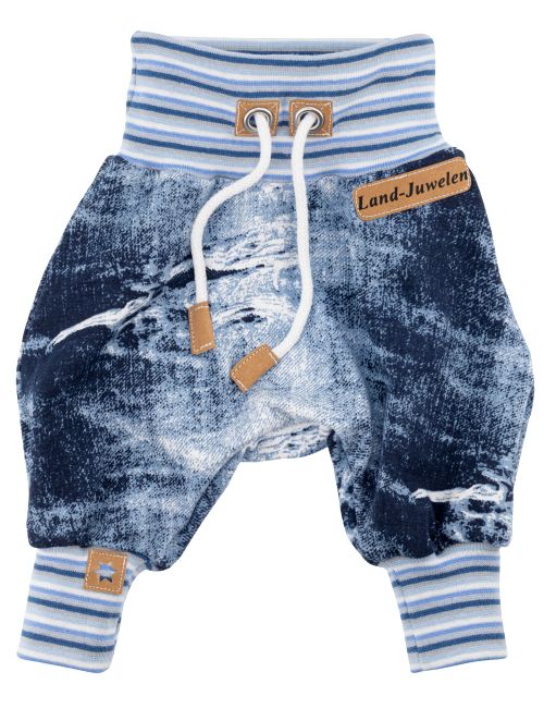 Land-Juwelen Hose Jeans Handmade blau Newborn (56)
