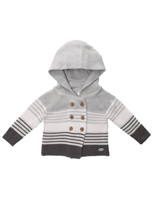 Rock A Bye Baby Boutique Strickjacke Streifen Kapuze grau 56/62 (0-3 Monate)