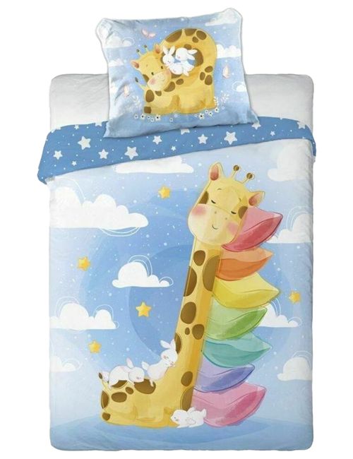 Faro Tekstylia 2 Teile Bettwäsche Giraffe Cuddles Sterne 135x100 cm bunt