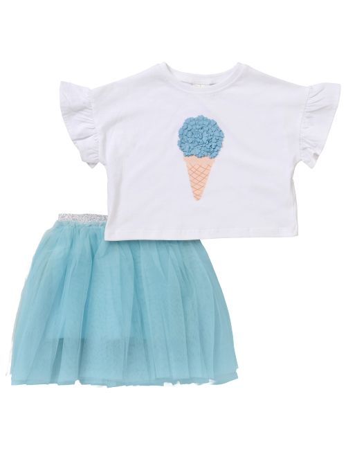 Miss 2 pièces Ensemble Glace Volant Blanc