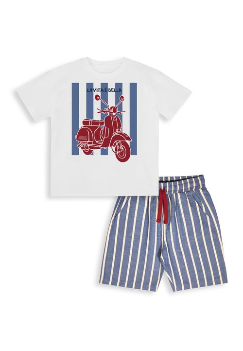 Denokids Set Gestreift blau 140