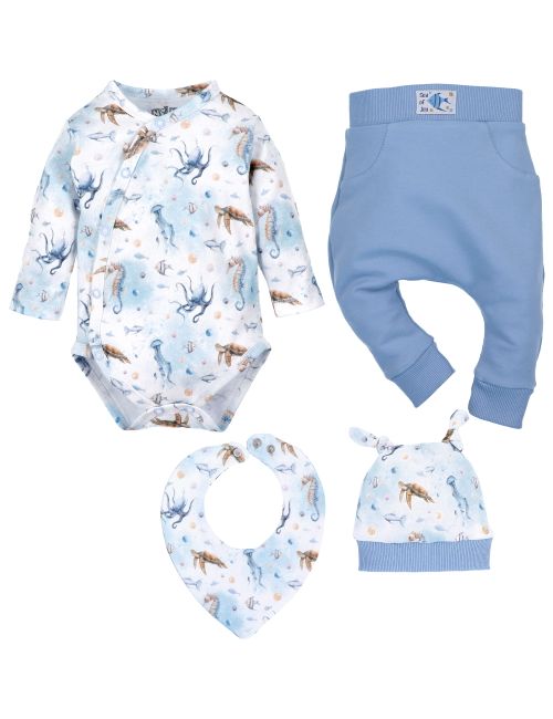 NINI 4 pièces Ensemble Faune Marine Bleu