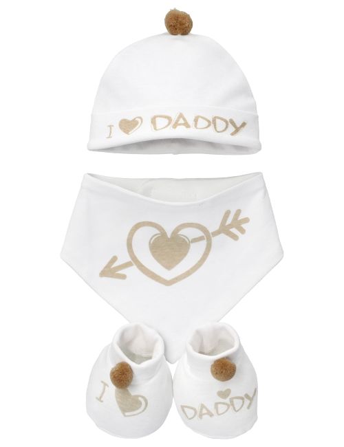 Soft Touch 3 Teile Set I Love Mummy &  I Love Daddy Bommel 56/62 (0-3 Monate) braun I Love Daddy