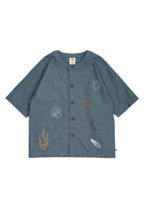 Green Cotton Kurzarmhemd blau 86