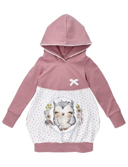 Land-Juwelen Kleid Handmade altrosa Eule 110 (4-5 Jahre)