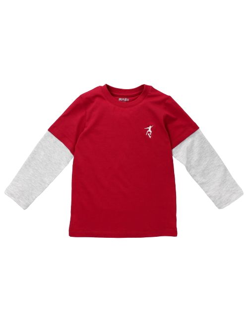 MaBu Kids T-shirt à manches longues Effet Superposé Skate Rouge 18-24M (92 cm)