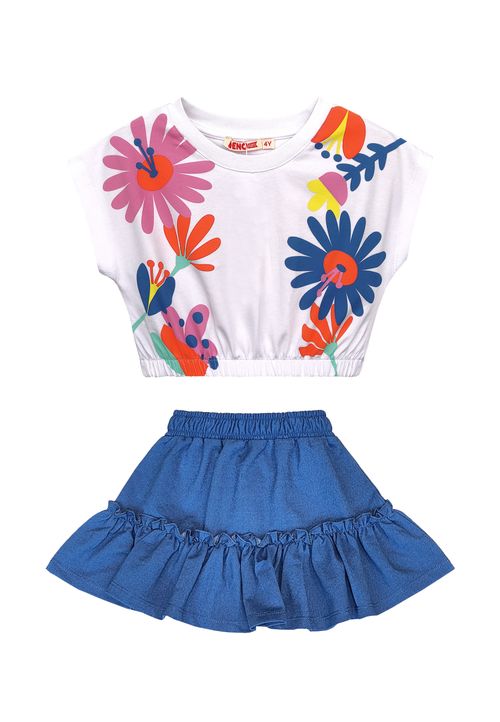 Denokids Set Geblümt weiss 140