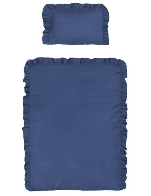 DETEXPOL 2 pièces Linge de lit Volant 135x100 cm Bleu foncé