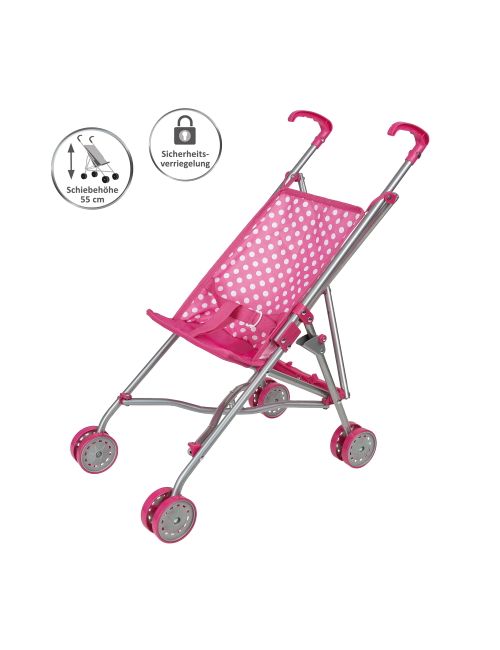 Idena Puppenwagen Punkte CE-zertifiziert 52x26x55 cm 3+ Jahre pink