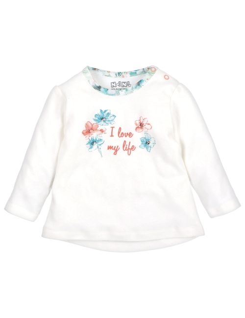 NINI T-shirt à manches longues Floral Blanc